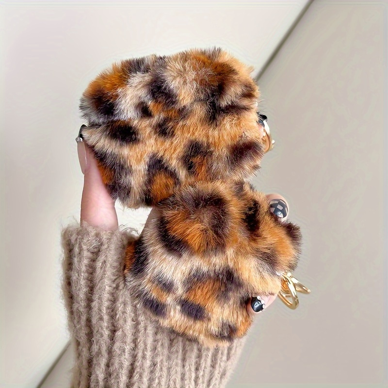 

Brown Leopard Printed Plush Headphone Case Suitable For Airpods3 Protective Case For Airpods1/2 Generation Wireless Headphone Case Protective Case