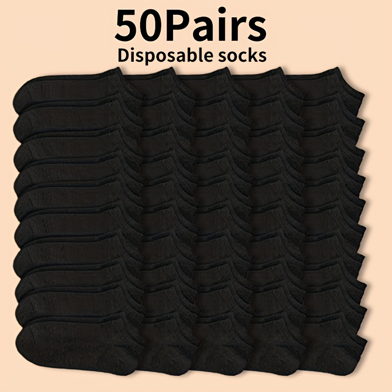 

30/50 Pairs Non-slip Solid Socks, Simple & Breathable Unisex Short Socks, Women's Stockings & Hosiery