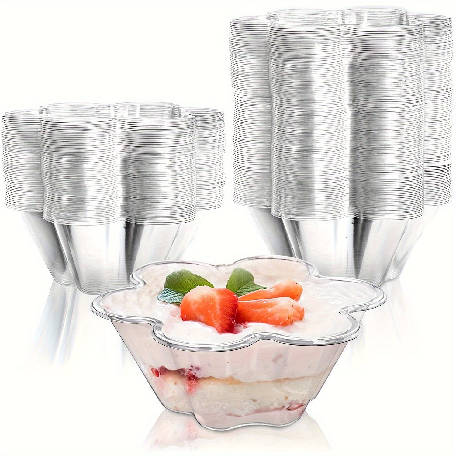 

10/20/30-piece Plum Blossom Dessert Cups - Durable Plastic, Perfect For Ice Cream, Fruit Salad & Outdoor Parties