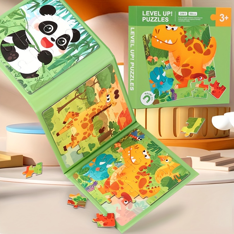 

Livre de puzzle magnétique 3-en-1 pour enfants - Jouet éducatif de puzzle progressif avec thèmes d'animaux | Développement cérébral pour les âges 3-6 | Cadeau idéal pour Noël et