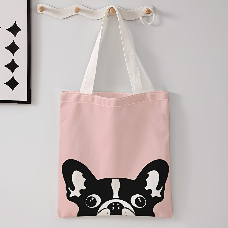 

Reusable Polyester Tote Bag With Dog , Casual Shoulder Shopping Bag With No-closure, Fashion Tote For Use