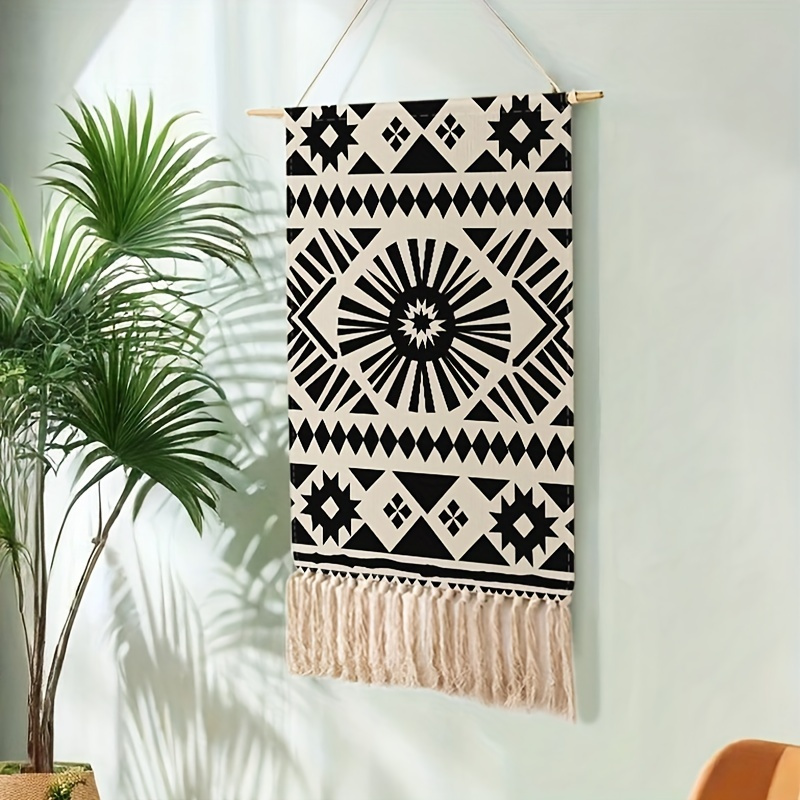 

Bohemian Tapestry Wall Hanging - Woven Polyester Art Decor With Geometric Patterns, Handmade Macrame Wall Decor For Bedroom, Living Room, Lightweight, Washable, Orientation, 19.7 X 27.6 Inches