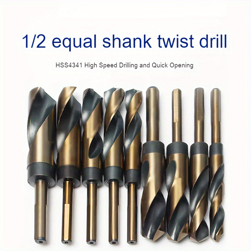 

4-piece Cobalt High-speed Steel Drill Bit Set With 1/2" Shank - Chrome Finish, Round Handle For Metal & Woodworking Metal Drill Bits For Steel Cobalt Drill Bit Set For Metal