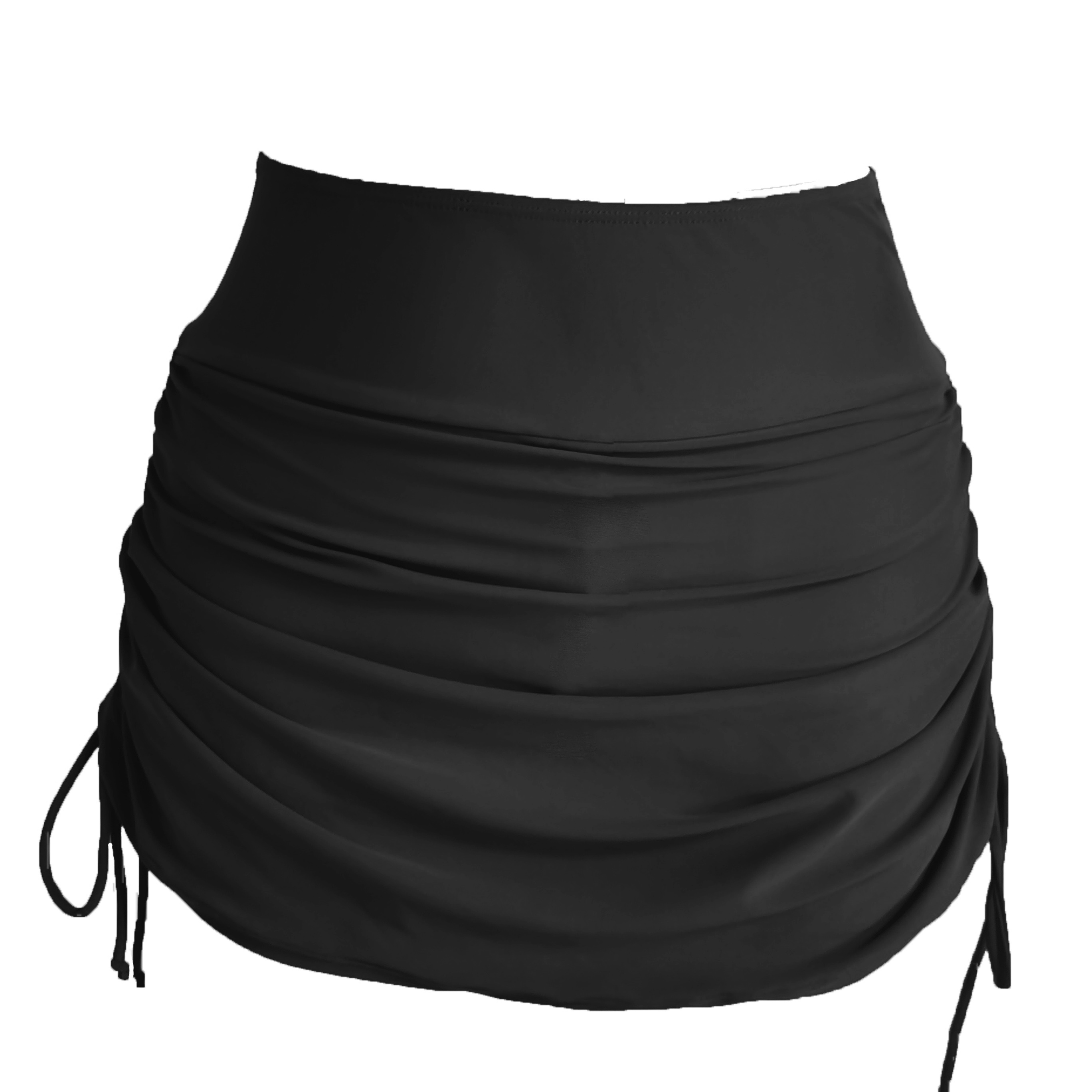 

Drawstring Ruched Skorts, Plain High Stretch Swimming Bottoms, Women's Swimwear & Clothing