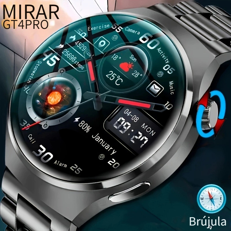 

Gejian 2023 New Nfc Smart Watch Men Gt4 Pro Gps Motion Amoled 360 * 360 Hd Screen Wireless Call Compass Sports Fitness Smartwatch