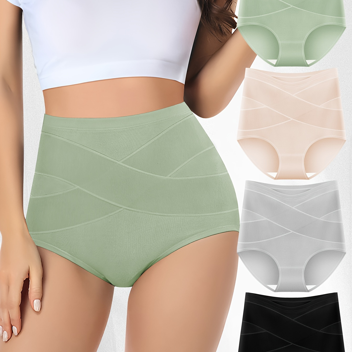 Seamless High-Waisted Breathable Tissue thin Briefs Panties for