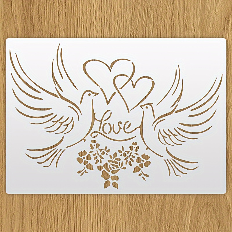 

Dove And Heart Stencil Set, 8.3 X 11.7 Inches, Bird Stencil For Diy Crafts: Scrapbooking, Cards, Invitations, Home Decor, Signs, Labels, Cookies, Cakes