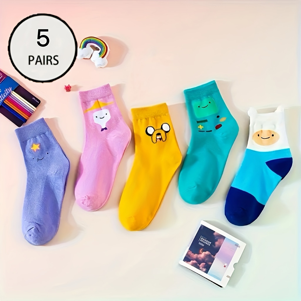 

5/10/15 Pairs Cartoon Animal Socks, Cute & Funny Breathable Mid Tube Socks, Women's Stockings & Hosiery