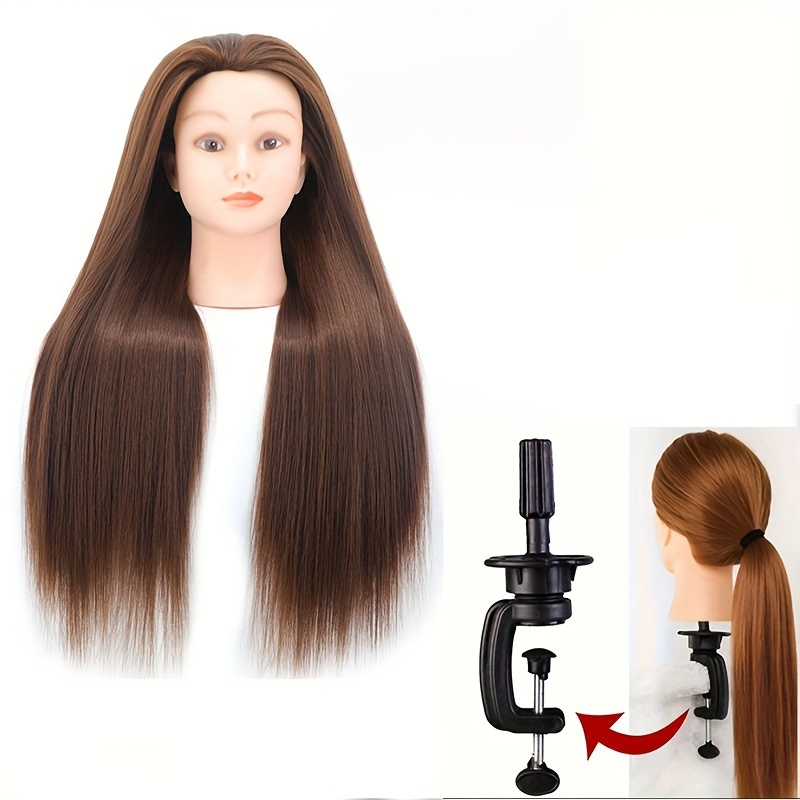 

-adult 28" Synthetic Fiber Hair Styling Training Head With Clamp And Diy Braiding Tools Set For Hairdresser Practice And Gifts, Hair Mannequin|shoulderlength Hair| Mounting Base, Hair Accessories