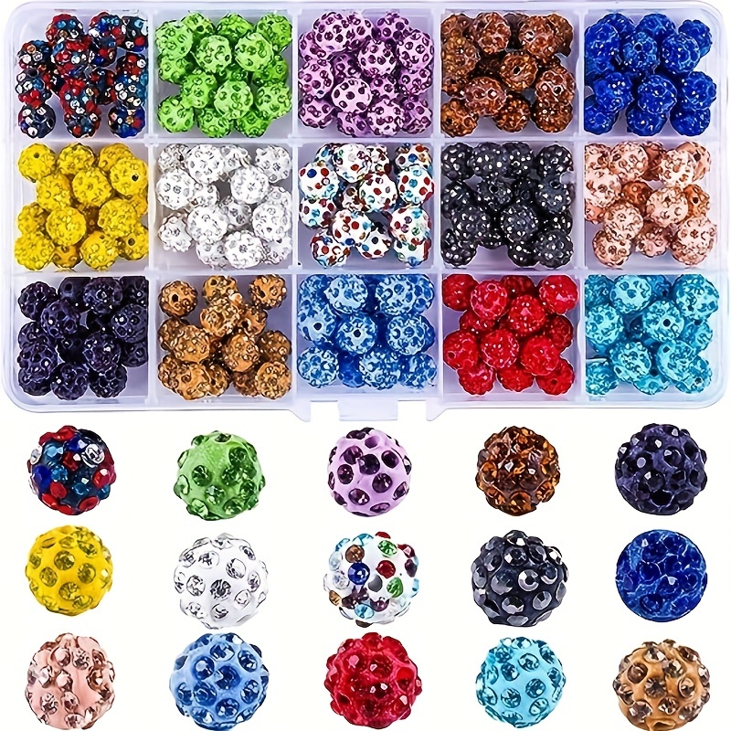 120 Pieces Rhinestone Clay Beads 10 mm Polymer Clay Crystal Beads Round  Charms Diamond Beads for Jewelry Making DIY Necklace Bracelet with Plastic  Box