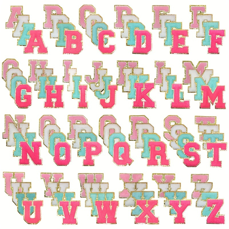 Iron on Alphabet Sew on Letters Applique Sewing Repair Name Badge  Embroidery Decorative Craft DIY Jackets Bags Shoes - Black 52pcs 