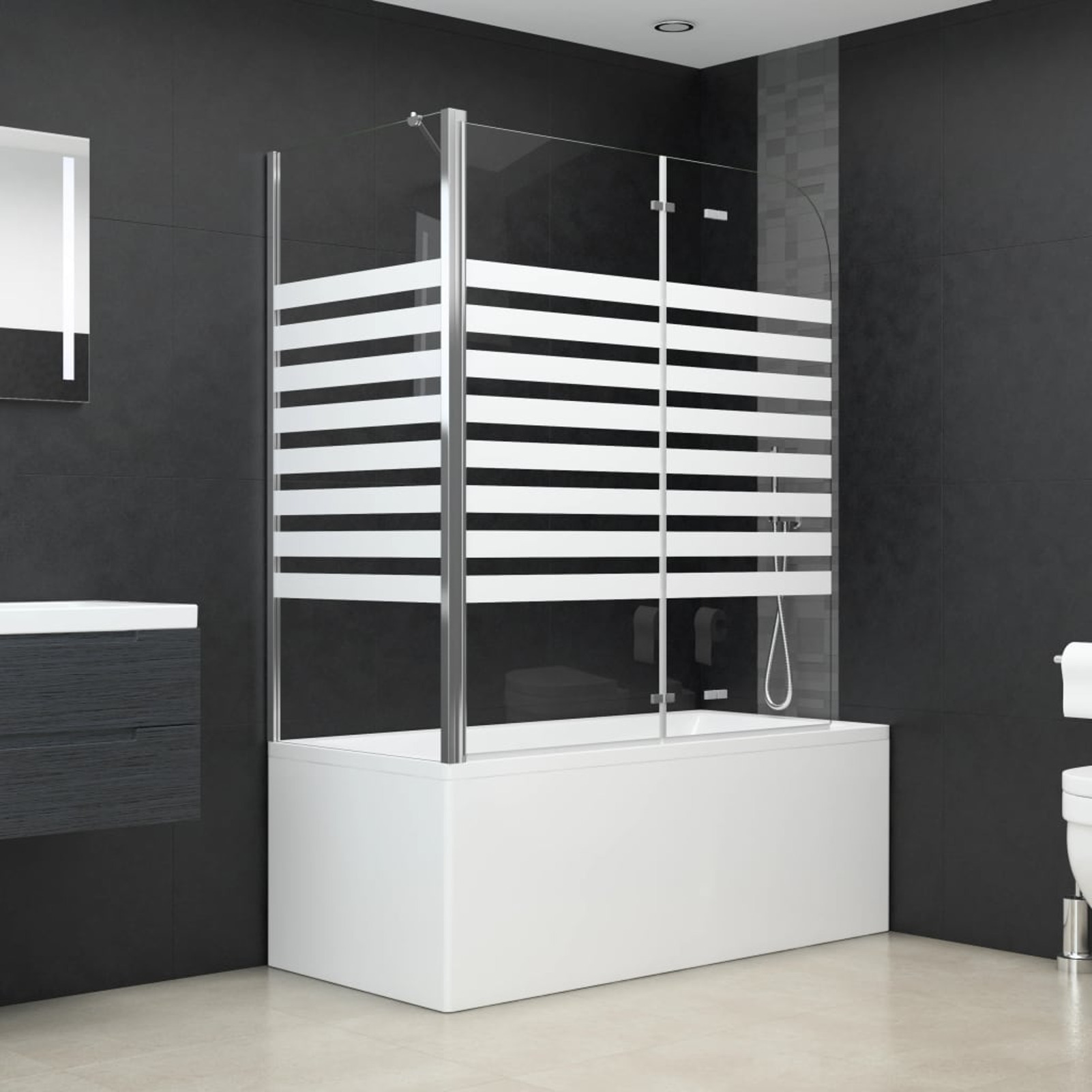 Bath Enclosure 120x68x130cm Tempered Glass Stripe