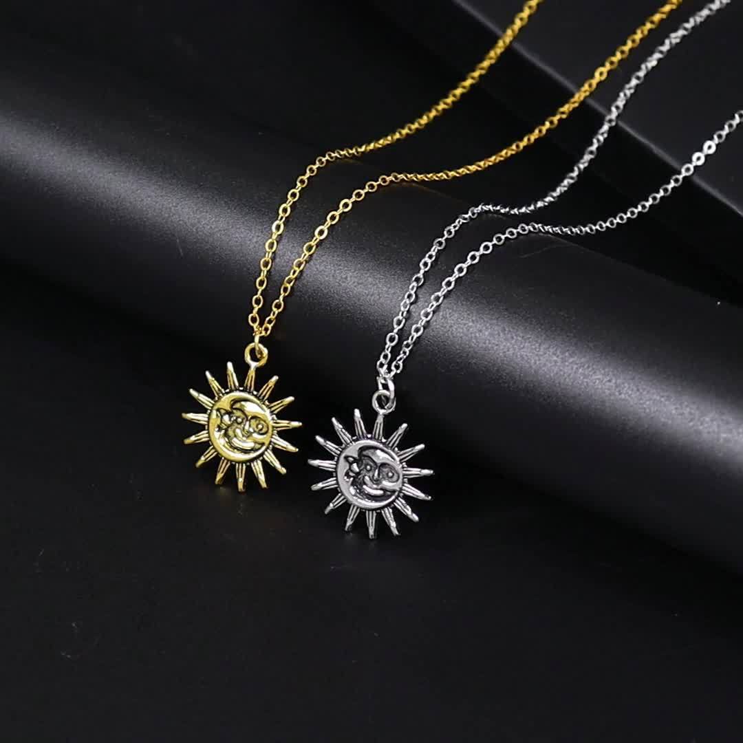 Creative Sun Moon Pendant Necklace - Temu