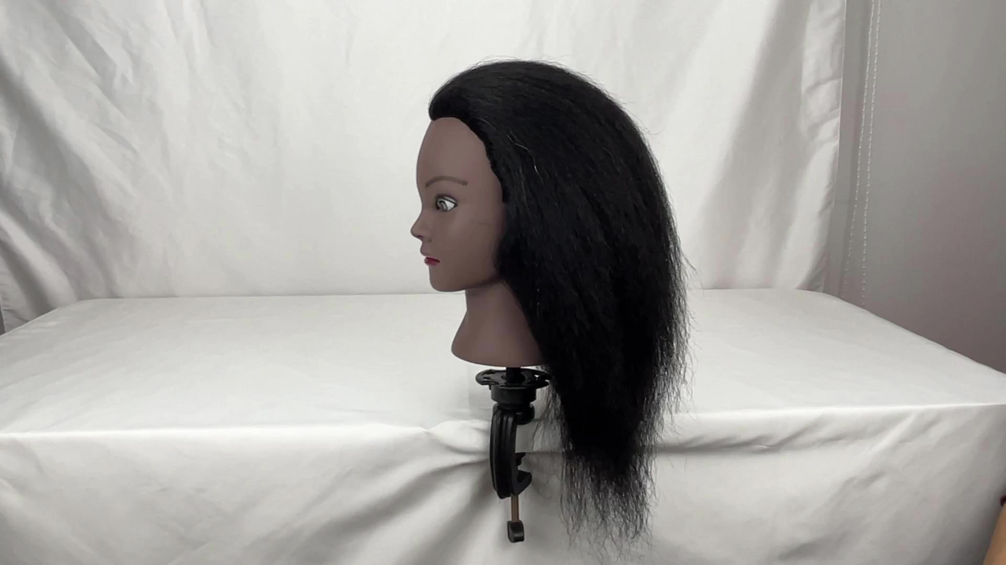 African Mannequin Head With Real Hair Afro Heads Professional Styling  Braiding Training Hairart Barber Hairdressing Professional hair clips and