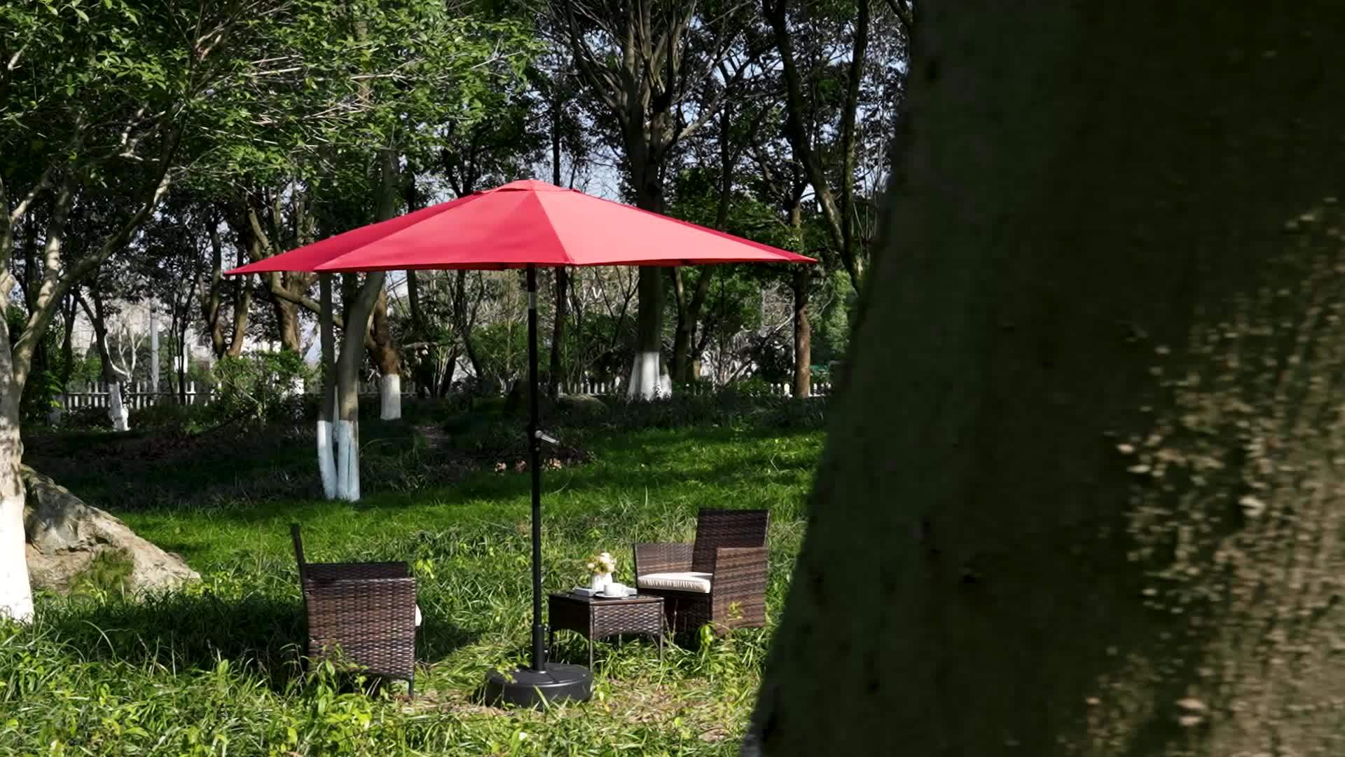 9 ft 8-Rib Outdoor Patio Umbrella with Crank and Tilt, Stable Sunshade for Patios, Beaches, and Restaurants, Available in Blue, Khaki, and R