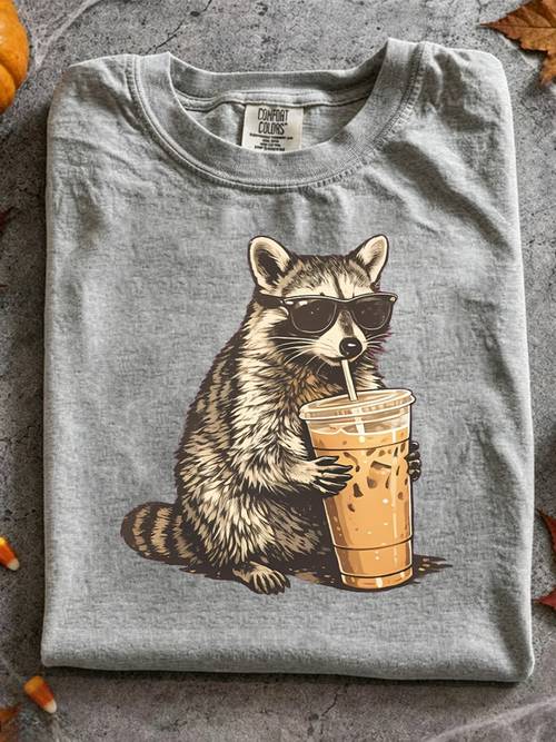 iced fun animal tee cute racoon animal meme for summer