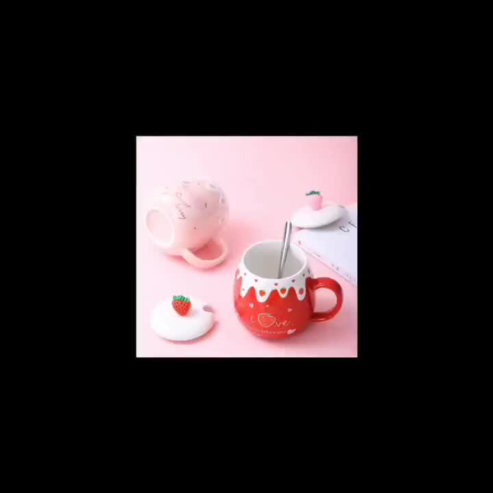 Bear Mug Cute Creative Water Cup Household Ceramic Mug with Lid Coffee Cup  Office Flower Tea
