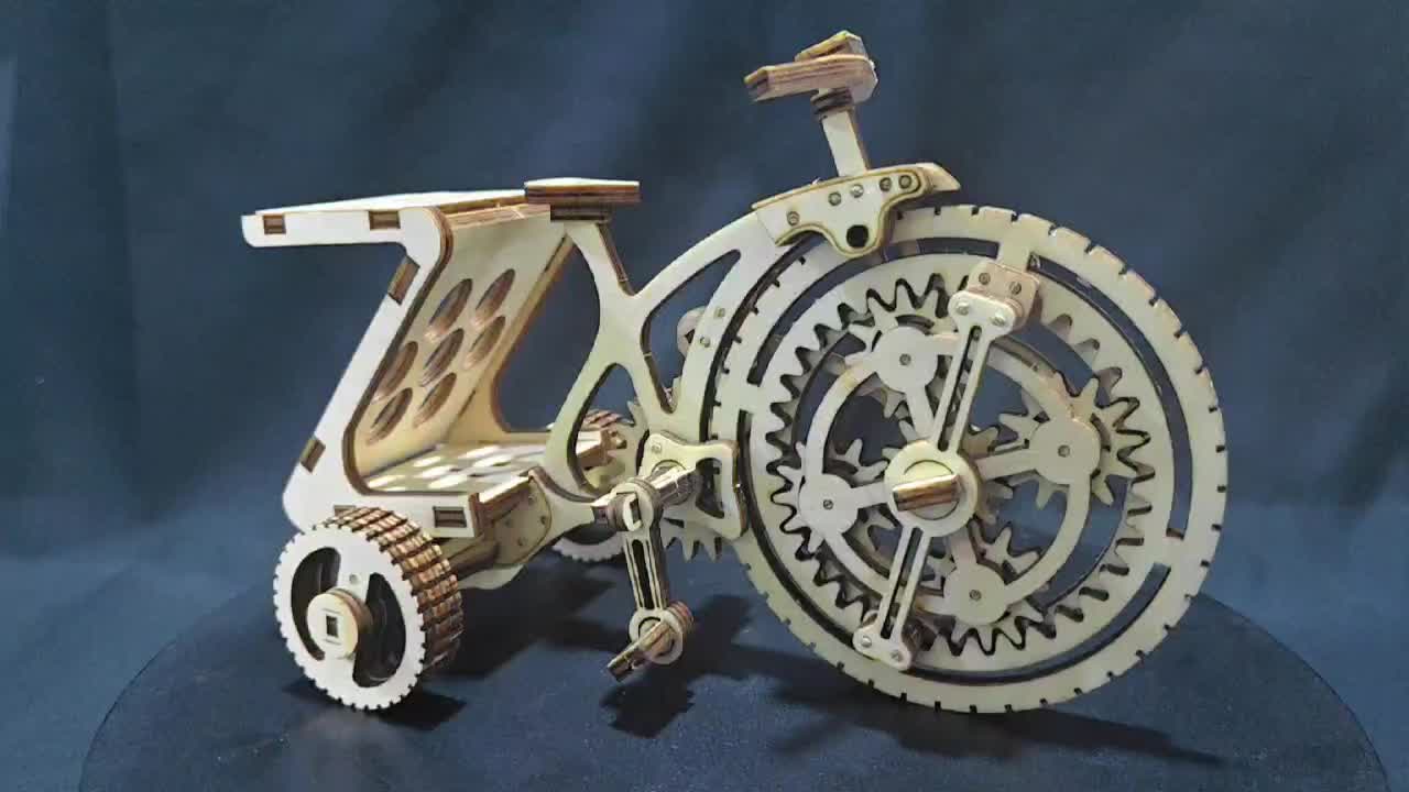 3D Wooden Puzzle Steampunk Mechanical Tricycle Model