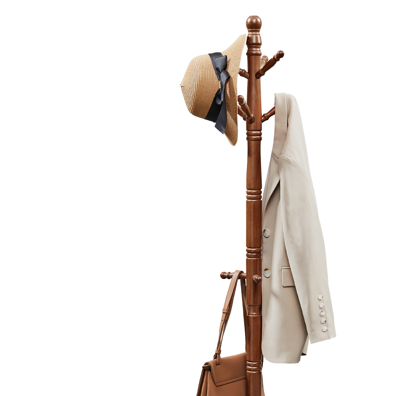 TEMU VASAGLE Porte-Manteau , Arbre de Hall en Bois avec 10 Crochets, Support à Manteaux en Bois Polyvalent, Finition Foncé, Pas d'Électricité