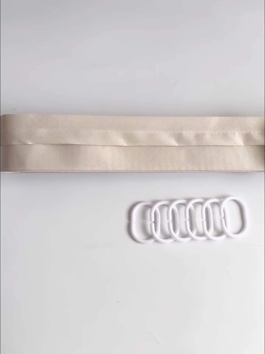 Foldable Shower Curtain with Hooks, Thick Fabric Panel