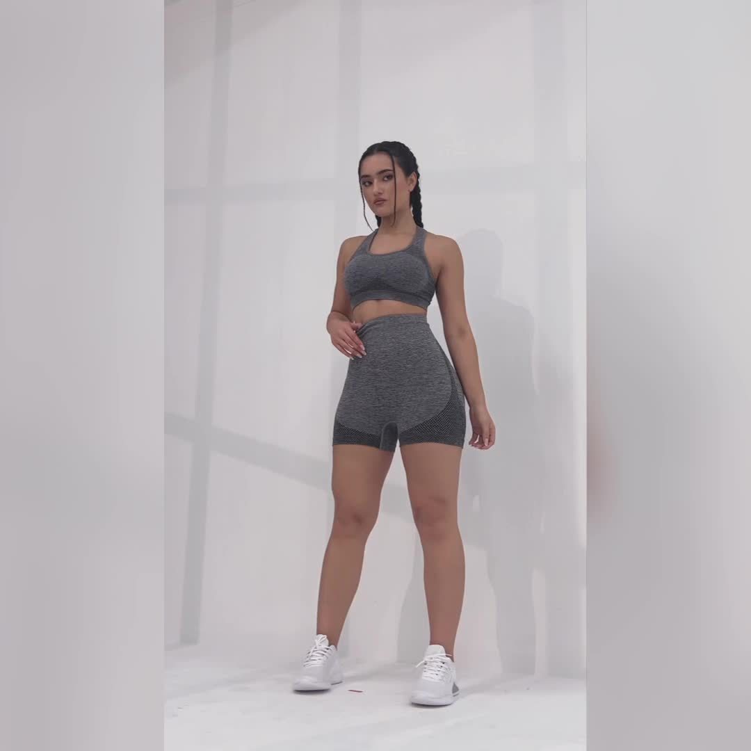 Solid Color Yoga Set Short Sleeve Sports Bra High Waist Butt - Temu