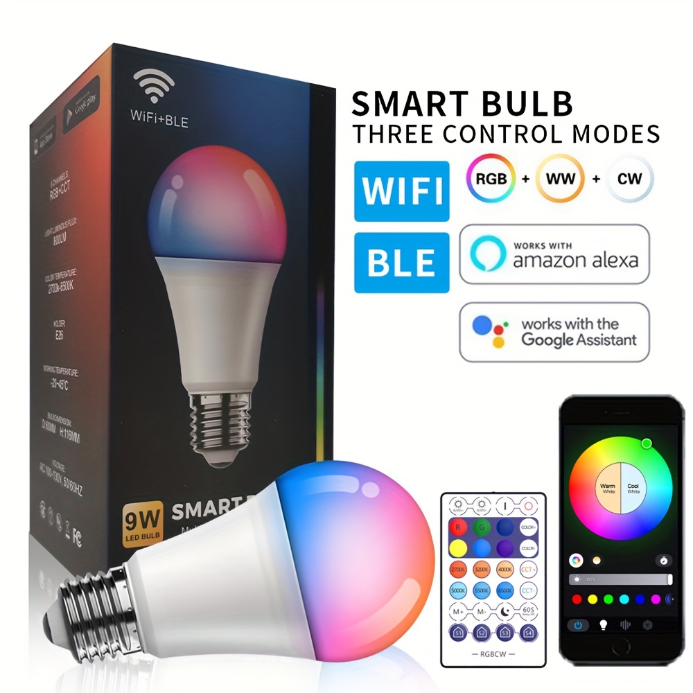 Bombilla Inteligente LED E27 Wifi 9W Compatible Con Google Home