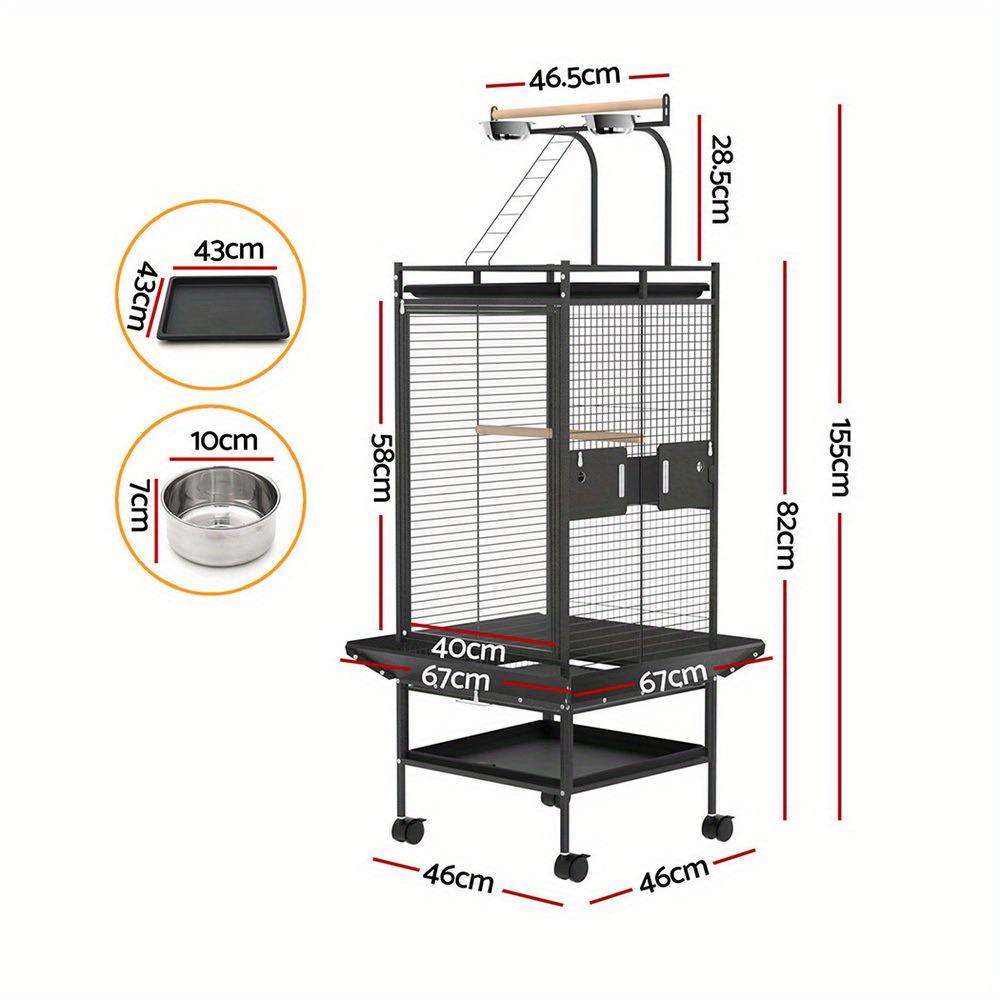 i pet large 155cm bird cage with wheels casters durable wrought iron aviary stand alone design non toxic powder coated   pyramid   area   for parrots budgies small to medium birds bird cage mobility   bird home sturdy construction bird cage accessories Product details 2
