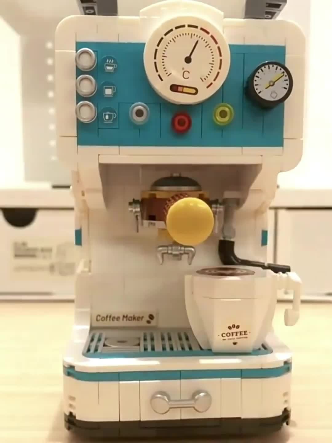 1000 pcs Coffee Machine Building Blocks Wooden Construction Kit