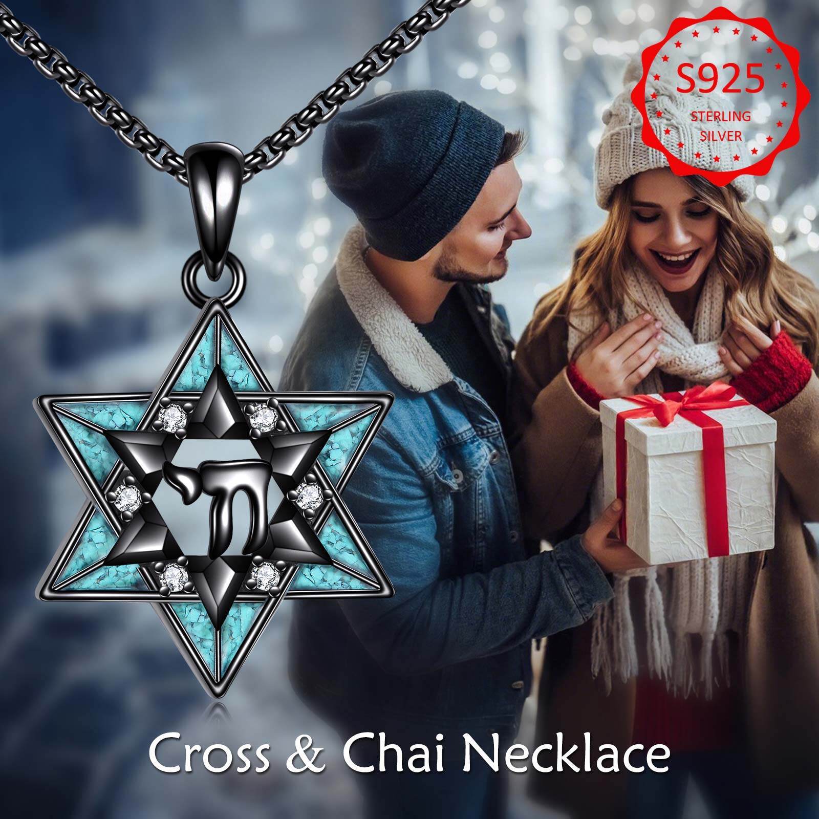 Star of David Sterling Silver Hebrew Pendant Necklace