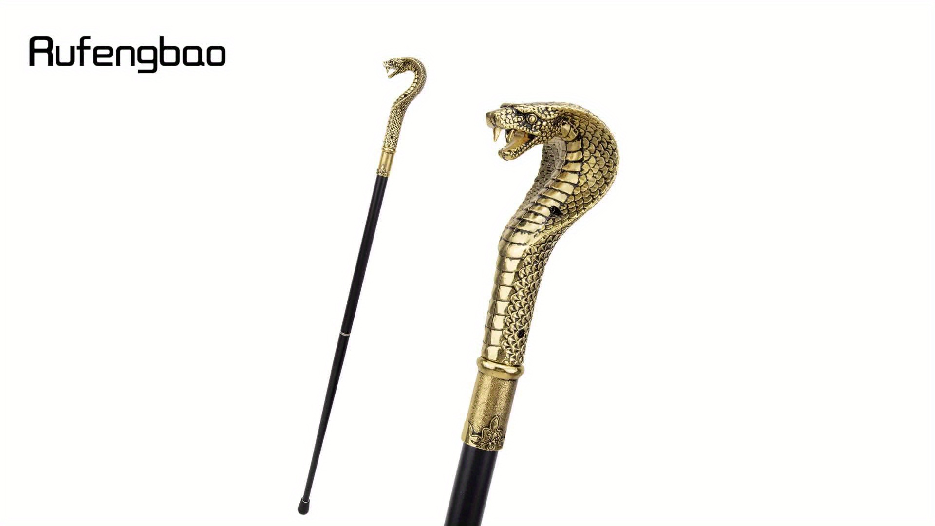 Golden Black Luxury Snake Handle Fashion Walking Stick Party - Temu