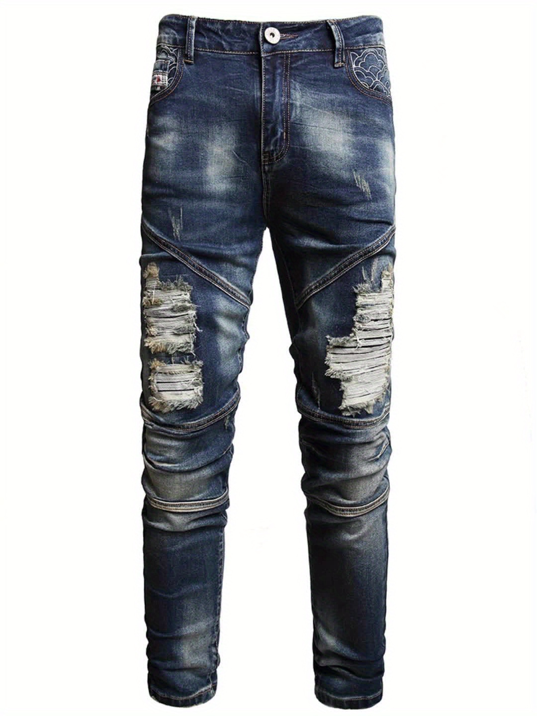 Men's Casual Ripped Jeans Casual Street Style Distressed - Temu