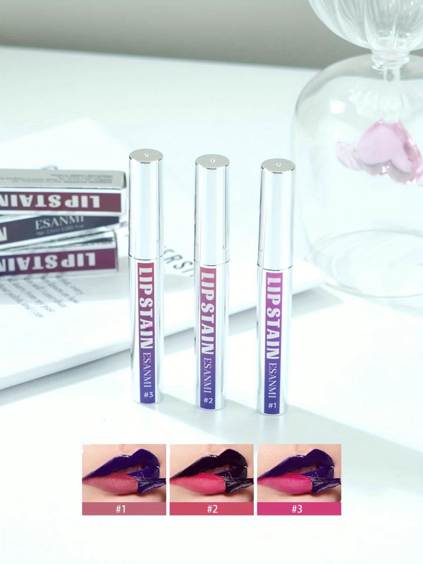 3pcs Lip Tint Set with Tweezer & Lip Brush