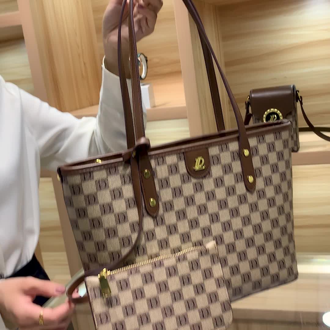 Shop Louis Vuitton NEVERFULL Other Plaid Patterns Monogram Casual