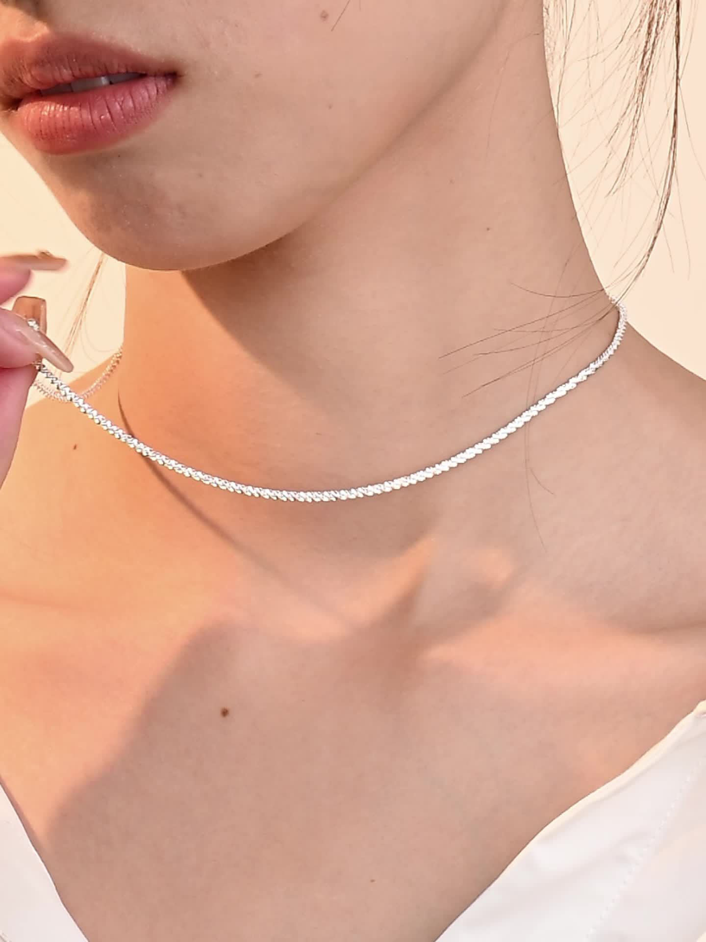 Heartbeat Promise Light Collarbone Chain 925 Silver Necklace