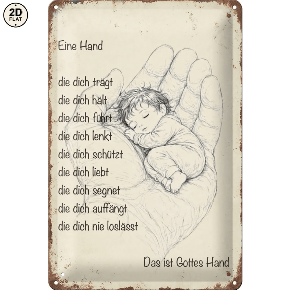 Image of 2d Flat, 1pc Metal Sign. God's Hand Protects Sketch Perfect For Home, Office, Bar, Outdoor Decor 20x30cm 2d Flat, 2d Flat