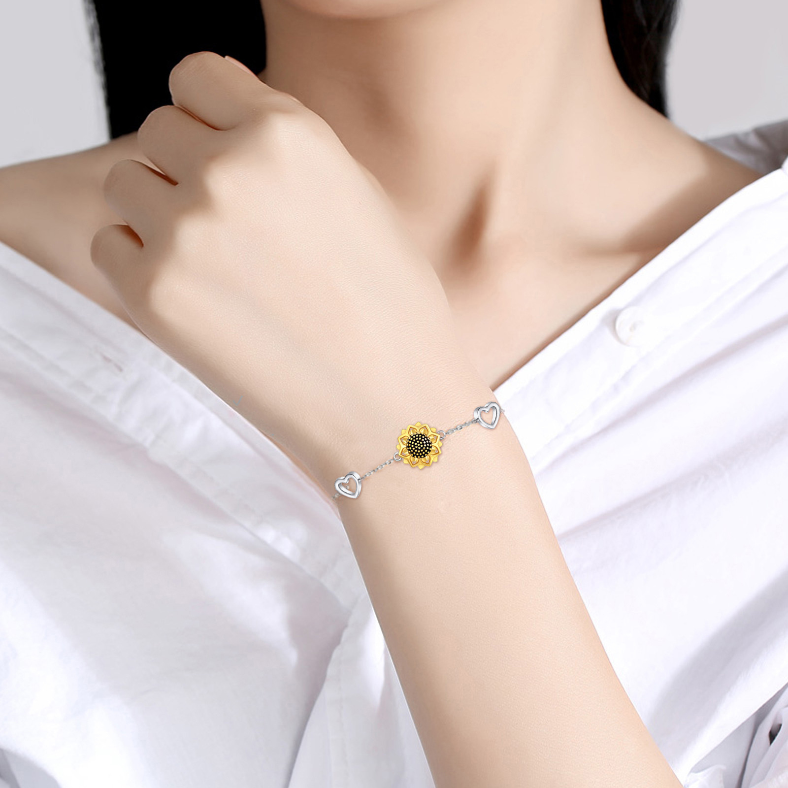 Sunflower Bracelet, 925 Sterling Silver