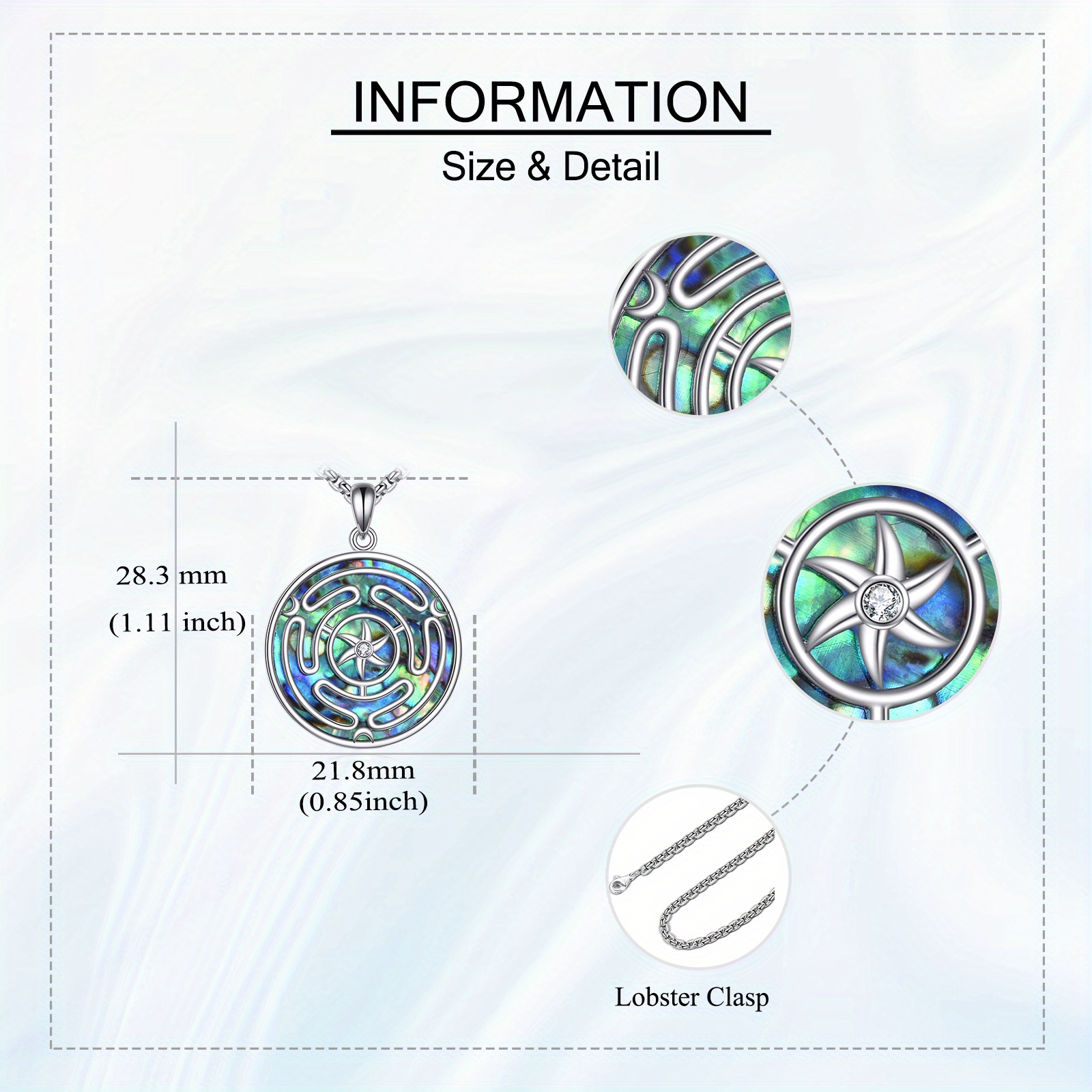 Women's Sterling Silver Hecate Wheel Necklace with Abalone