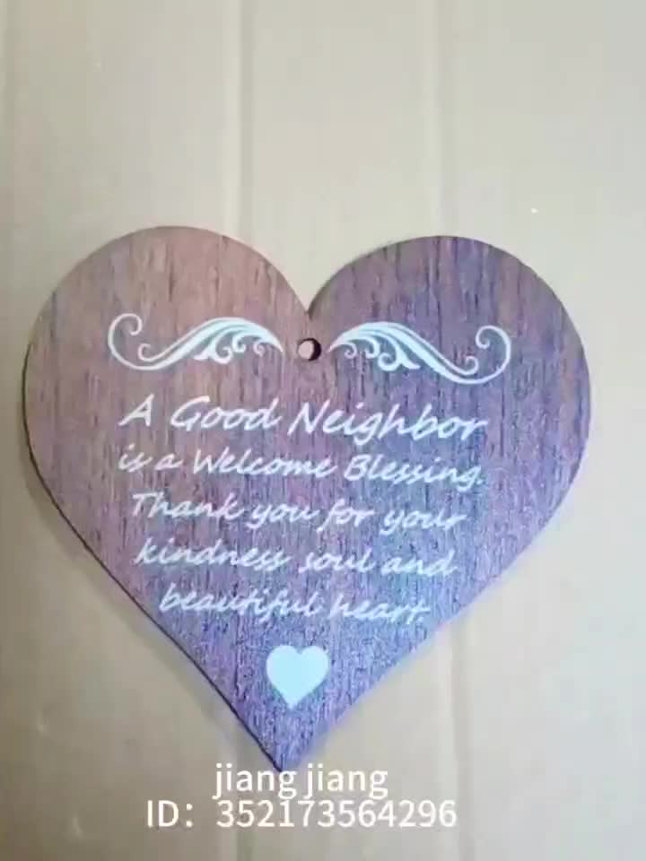 1Pc Neighbor Proposal Wood Heart Shape Ornament Sign, A Good