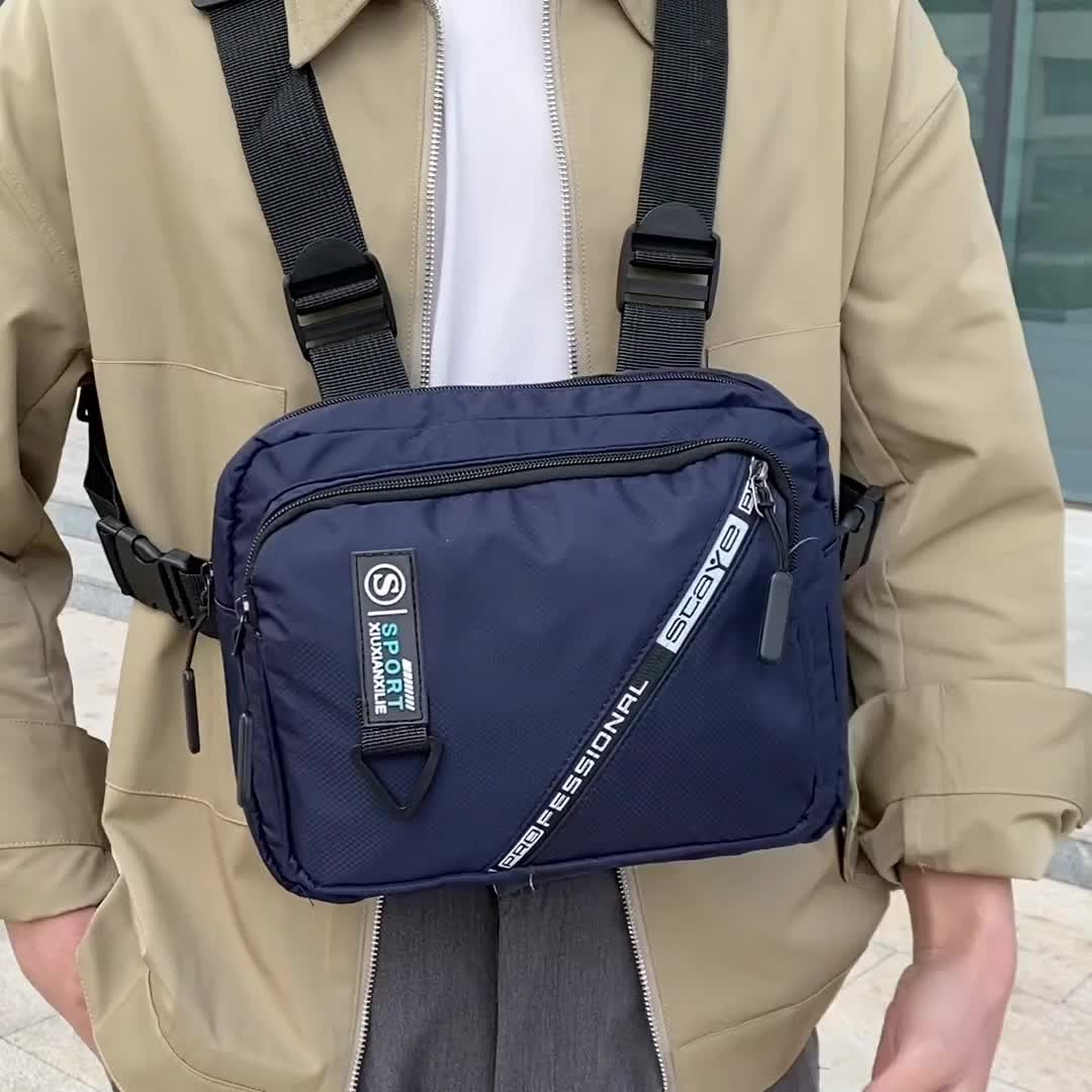 Mens Chest Bag Multi-Function Sling Oxford Outdoor Shoulder Crossbody Bag
