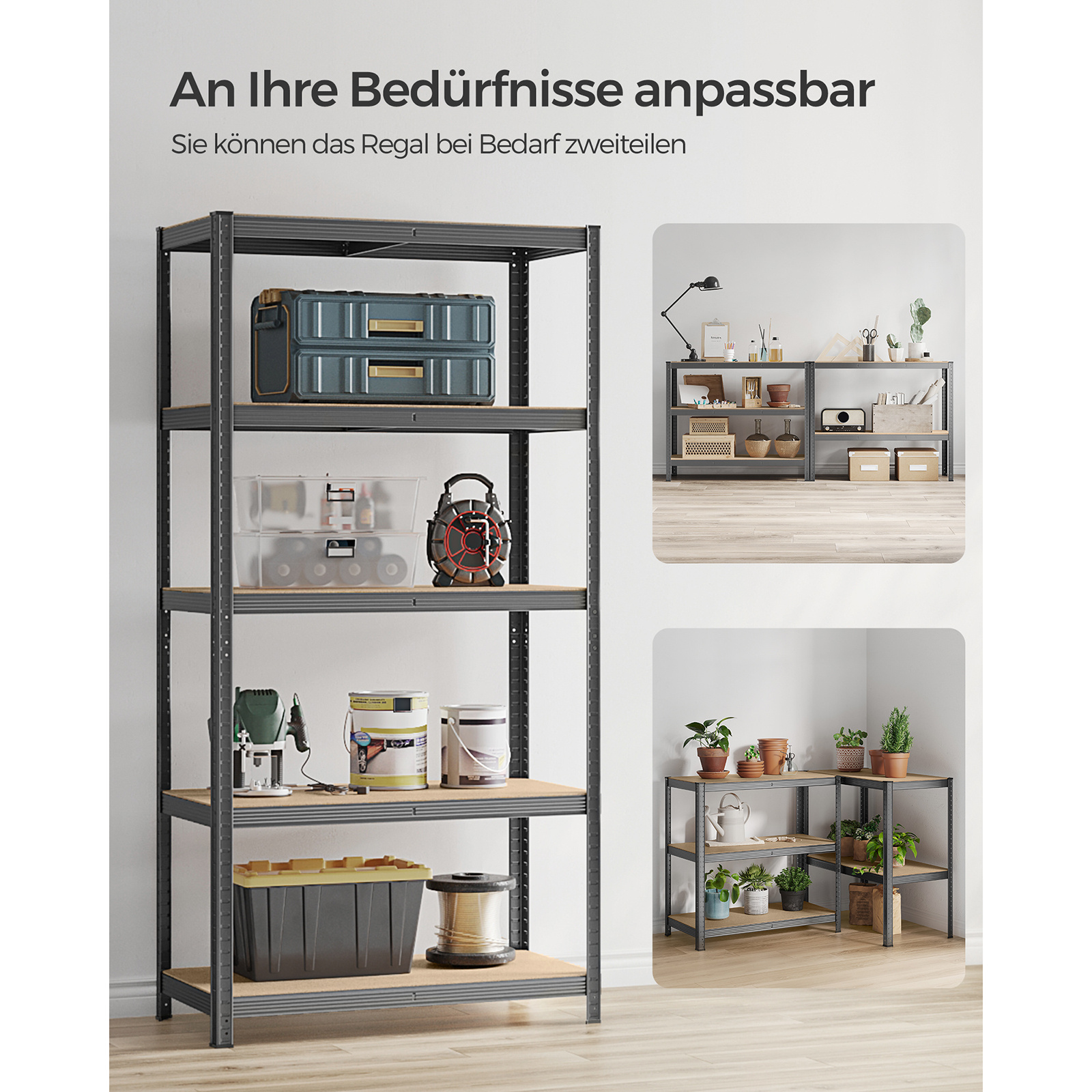 Shelving Unit 50 X 100 X 200 Cm 875 Kg Load Capacity ( Per Shelf) Industrial Adjustable Storage Shelves For Living Room Kitchen Garage, Utility Racks