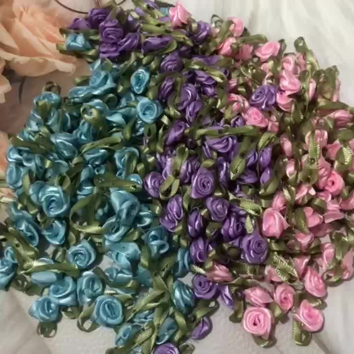 Mini Ribbon Roses For Crafts Artificial Fabric Flowers With - Temu