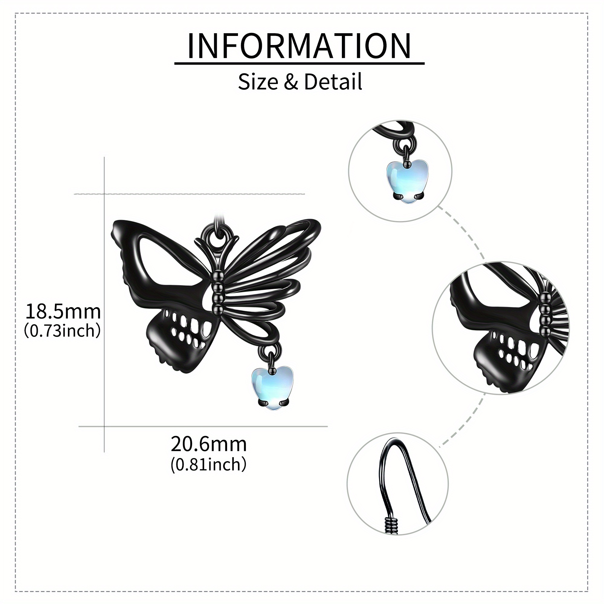 Women's Elegant Black & Silvery Skull Butterfly Earrings, Minimalist