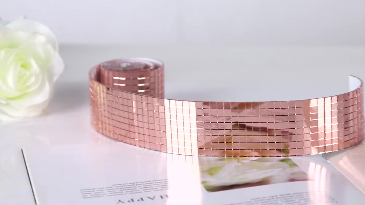 1m Self-Adhesive Mini Glass Square Mirror Mosaic Tiles Stickers DIY  Handmade Craft Home Decoration