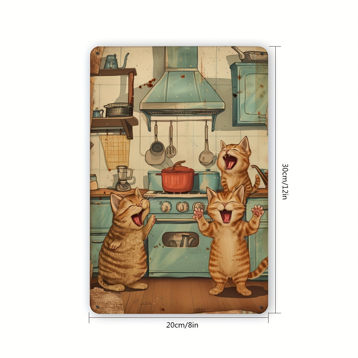 TEMU 2d Flat - Vintage Cat Antics Metal Tin Sign - Whimsical Cats Kitchen Decor Foil Engraving Wall Art, Iron Hanging Sign For Home, Bedroom, Dining,