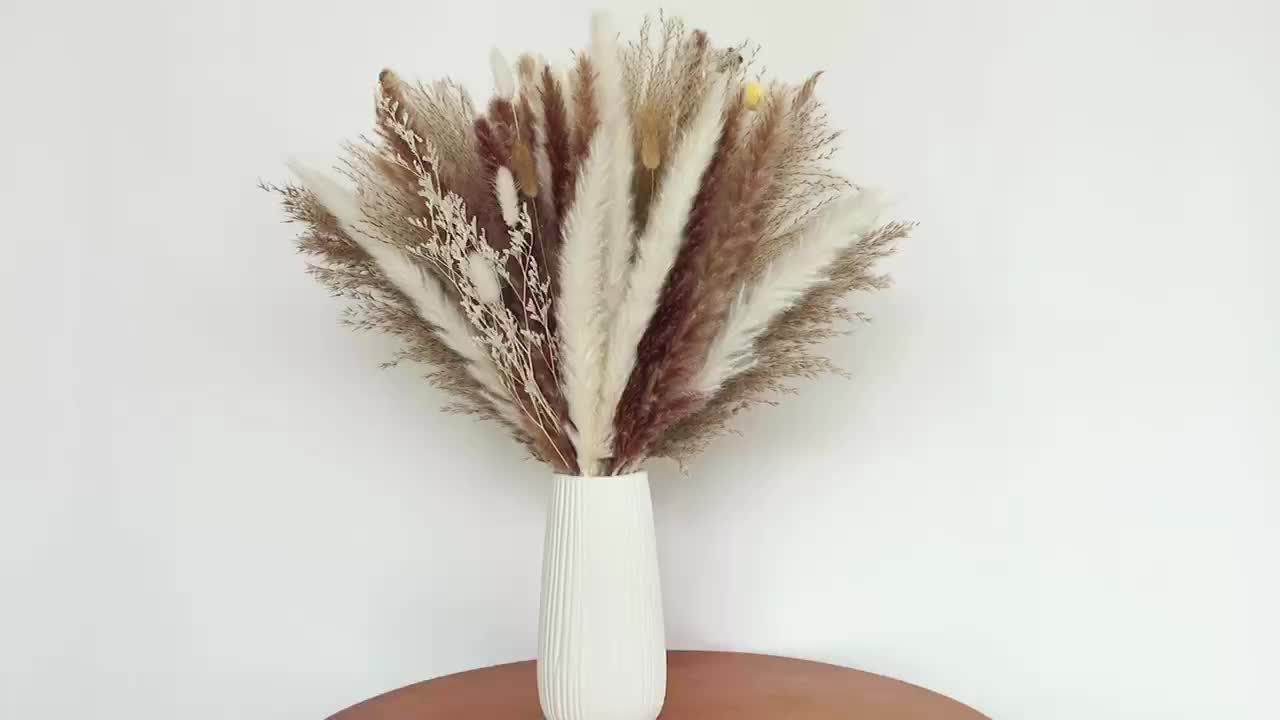  Natural Pampas Grass Mix Bouquet  Dried Pampas Bouquet for  Wedding Boho Flowers Home Table Decor Desk Decor, Rustic Farmhouse (126 PCs  Bouquet + Paper Bag Vase) : Home & Kitchen