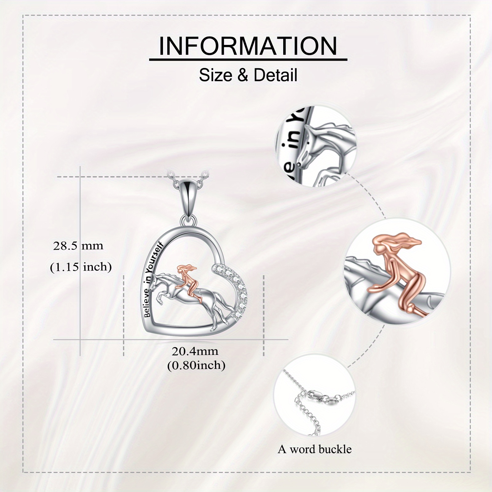 925 Sterling Silver Horse Pendant Necklace, Gift for Women