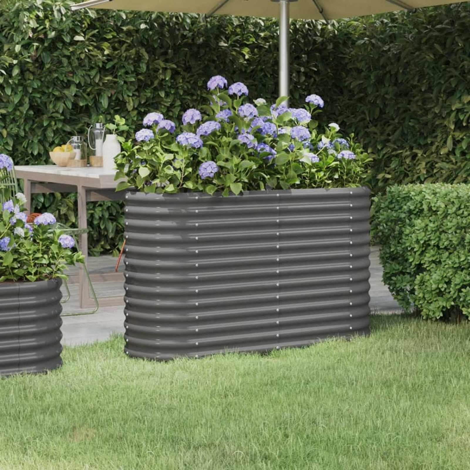 Raised Bed Powder-coated Steel 114x40x68 Cm Gray