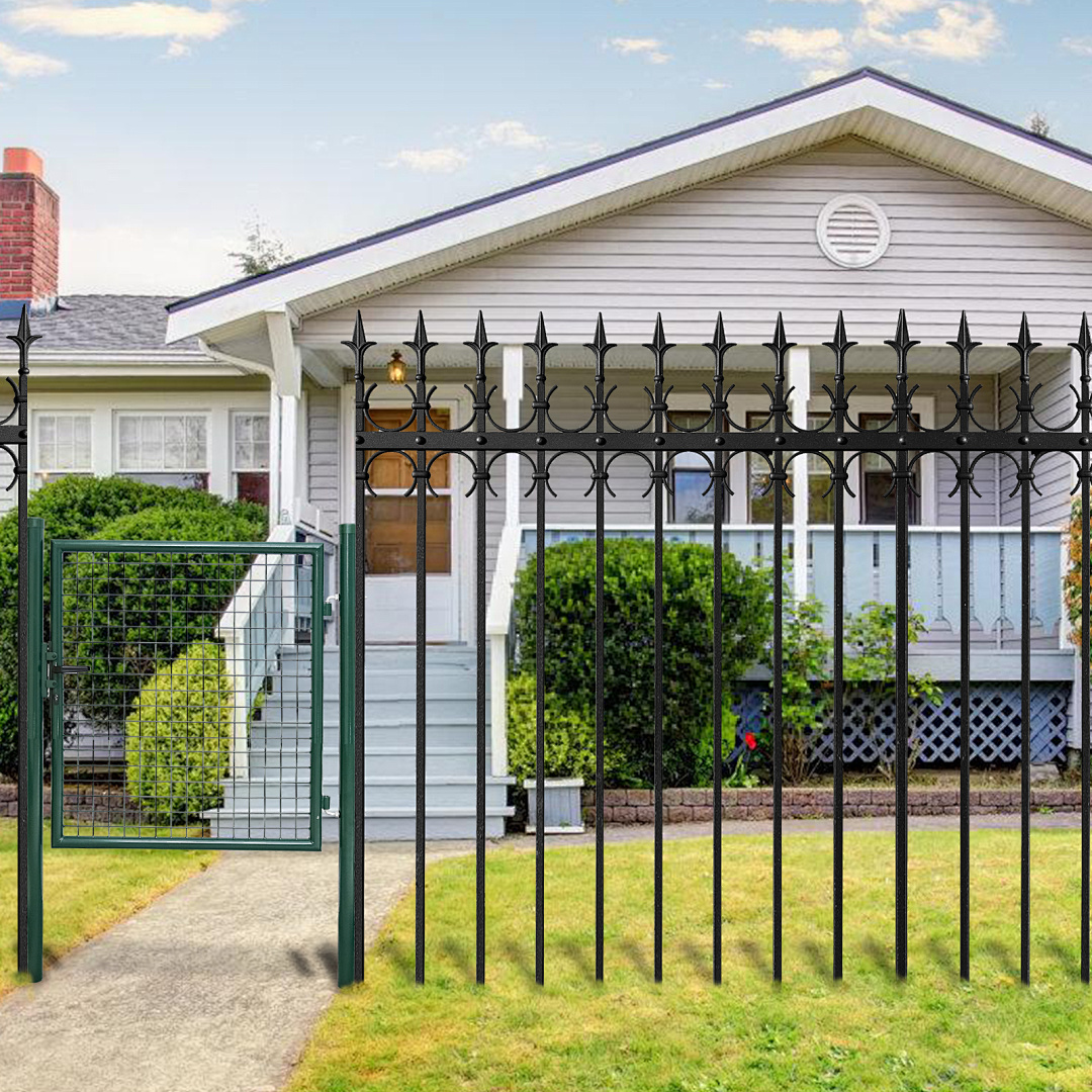 Image of 100x100cm Green Metal Garden Gate With Circular Pole Tube Outdoor Patio Door Fence Gate Galvanized Door With Lock And 3 Keys Garden Fence Entry For Backyard, Courtyard, Lawn