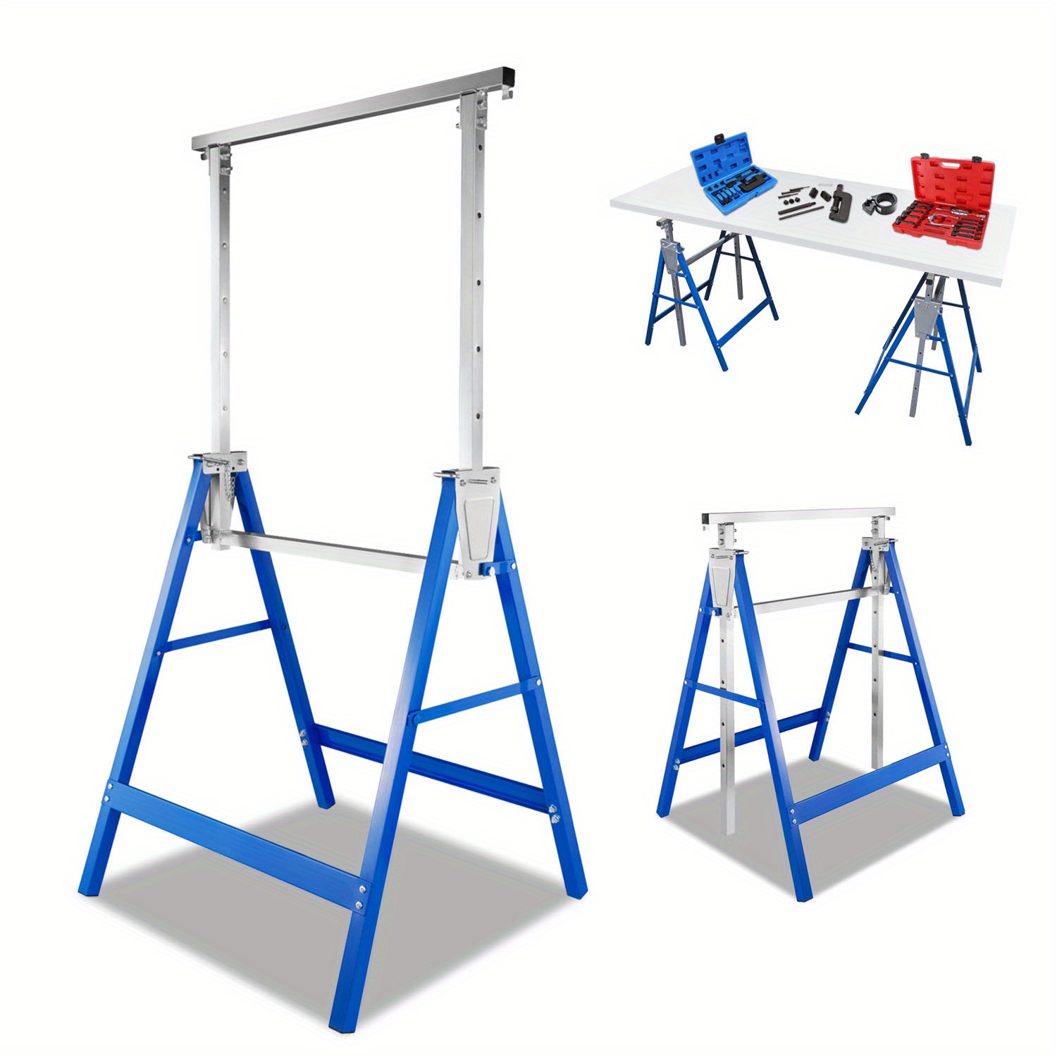 TEMU Telescopic Stand, Lifting Stand, Work Stand, Workbench Kit, Set Of 2 Workbenches Load Capacity 200 Kg 7-fold Folding Workbench Height-adjustable
