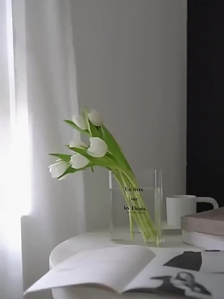 Modern Clear Book Vase with Cleaning Tools Acrylic Flower Vase